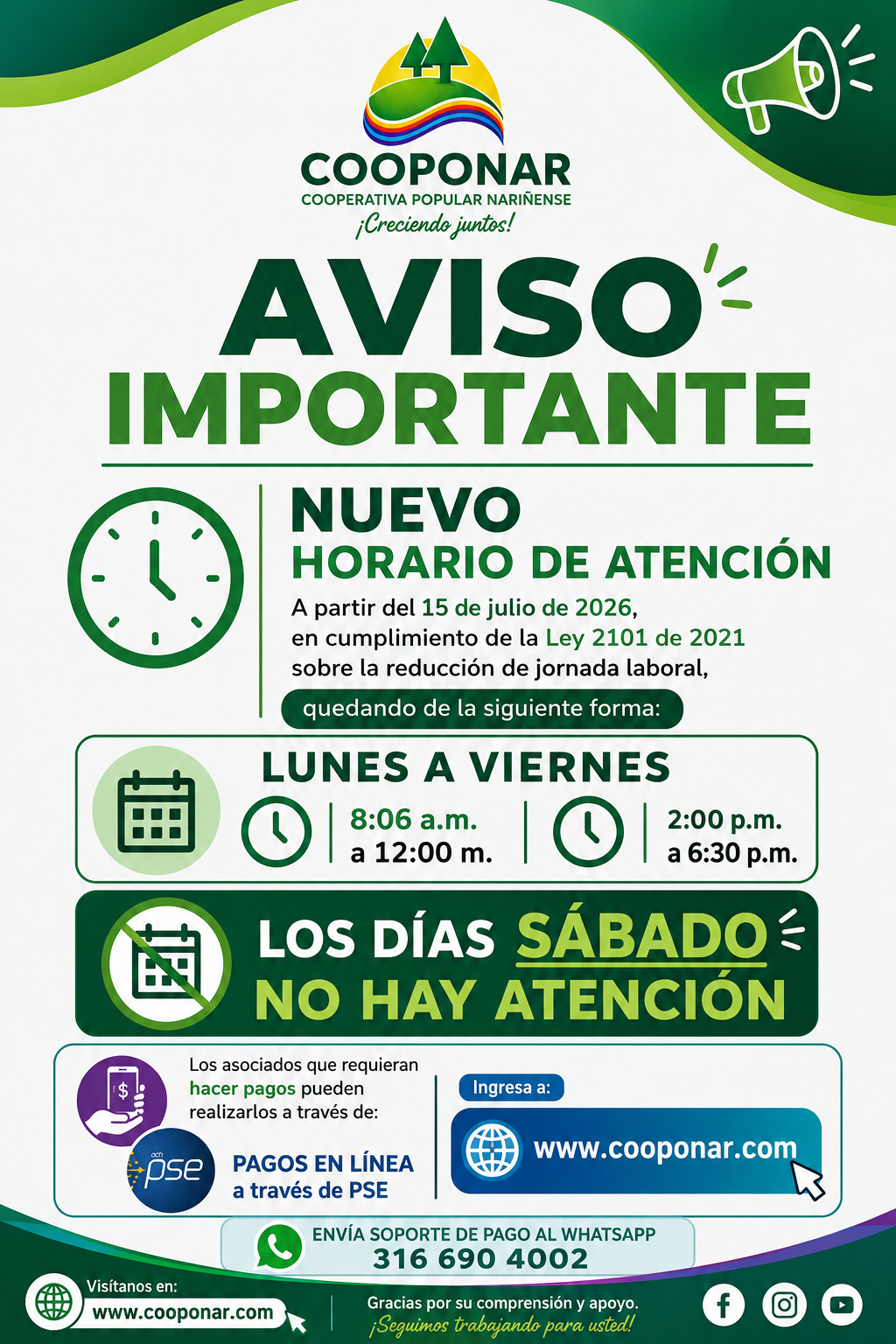 Cooponar Horario